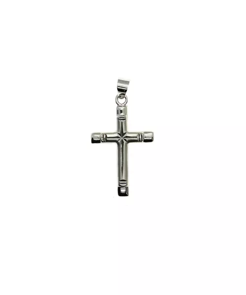 9ct White Gold Cross - Double  Side