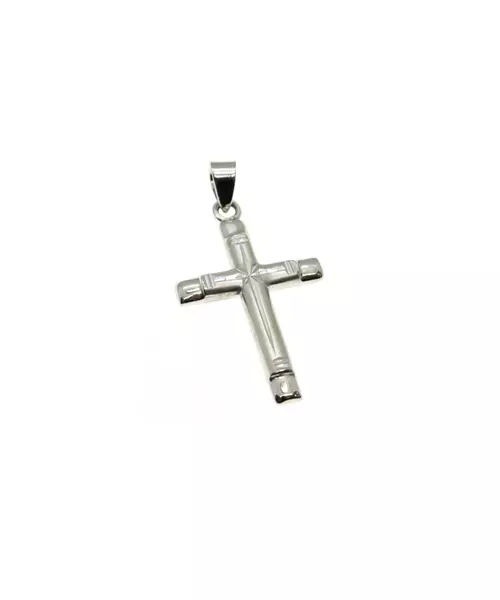 9ct White Gold Cross - Double  Side