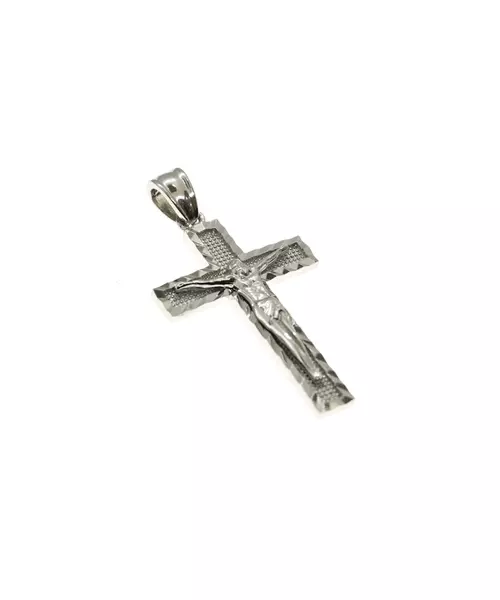 9ct White Gold Cross with Jesus Christ