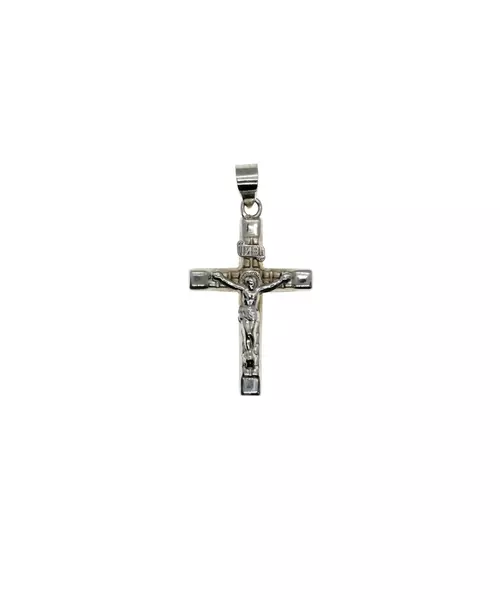 9ct White Gold Cross with Jesus Christ