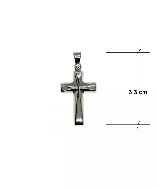 9ct White Gold Cross Plain Double Side