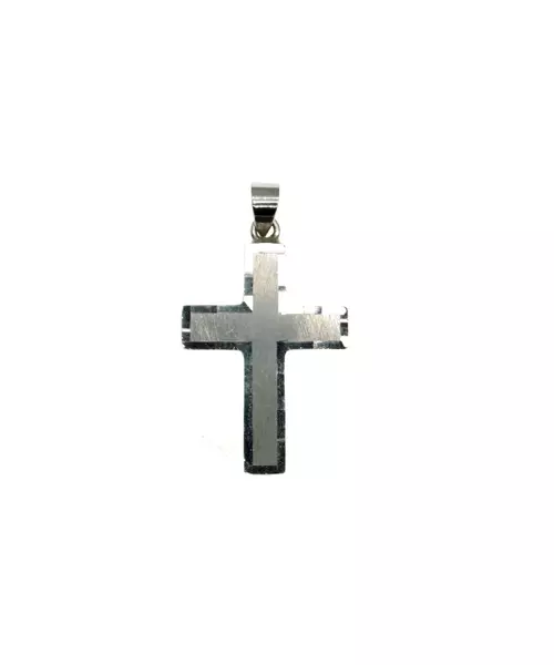 9ct White Gold Cross Plain Double Side