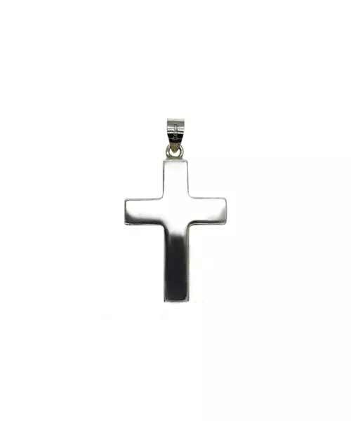 9ct White Gold Cross Plain Double Side