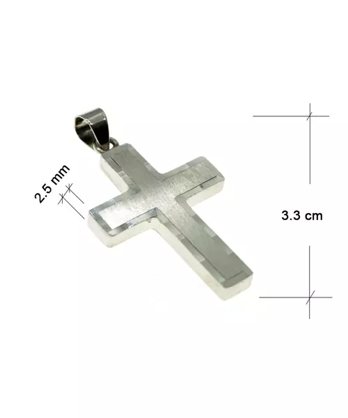 9ct White Gold Cross Plain Double Side