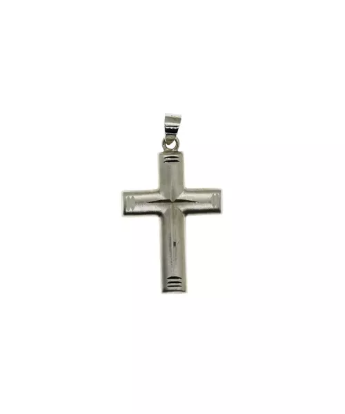 9ct White Gold Cross Plain Double Side