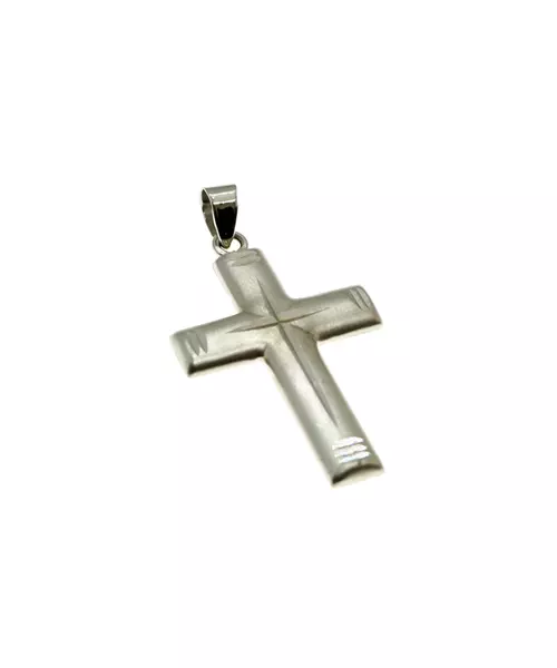 9ct White Gold Cross Plain Double Side