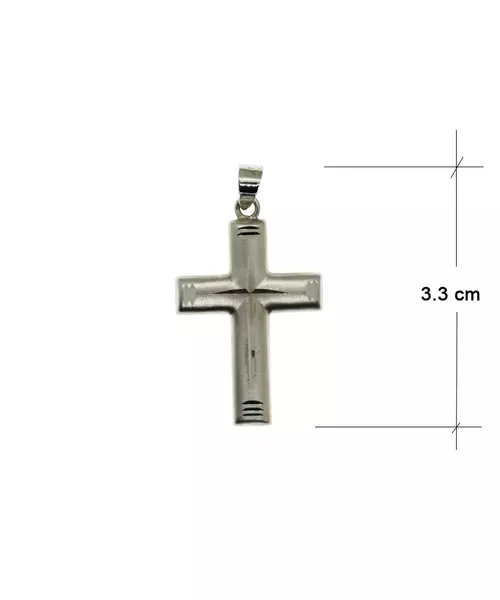 9ct White Gold Cross Plain Double Side