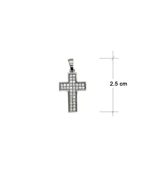 9ct Gold Cross in White Gold with Zircons