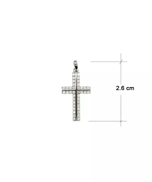 9ct Gold Cross in White Gold with Zircons