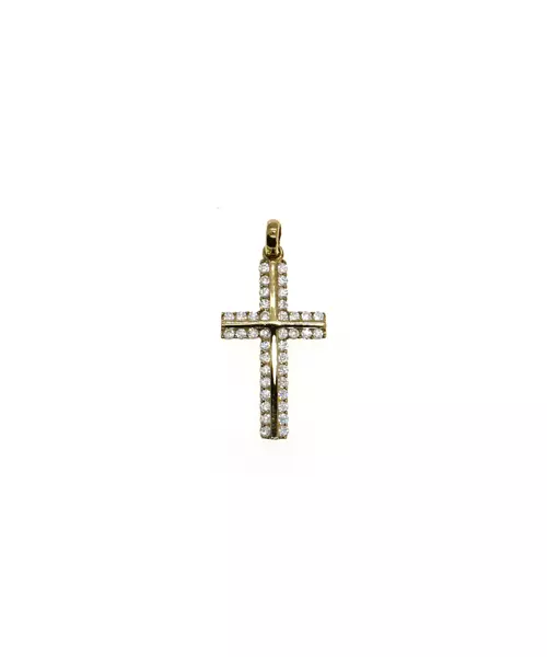 9ct Gold Cross in Yellow Gold with Zircons