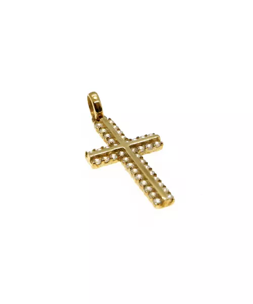 9ct Gold Cross in Yellow Gold with Zircons