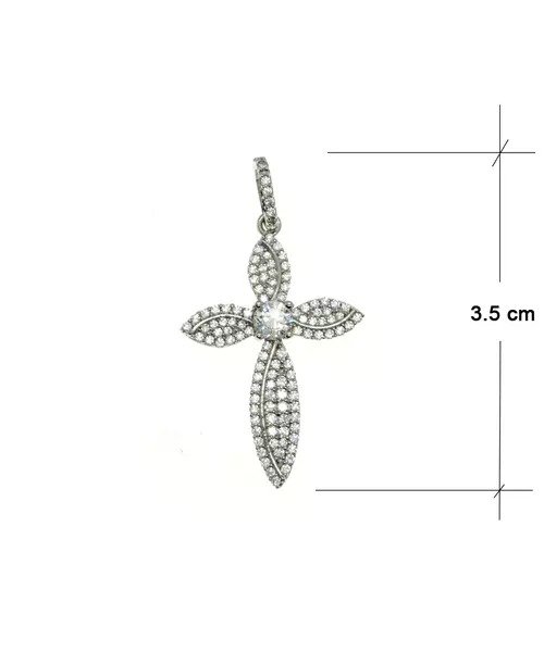 9ct Gold Cross in White Gold with Zircons