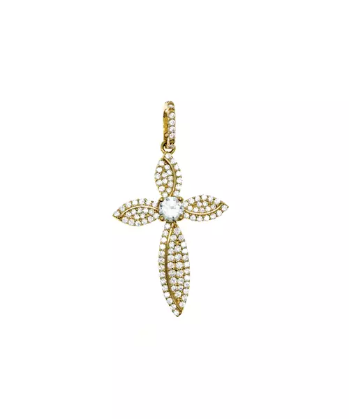 9ct Gold Cross in Yellow Gold with Zircons