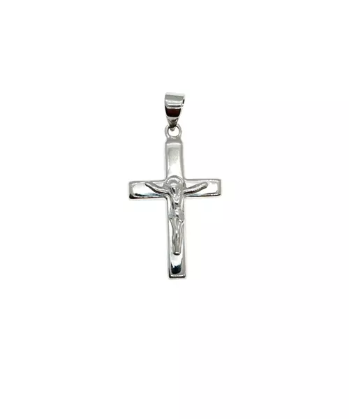 18ct White Gold Cross with Jesus Christ