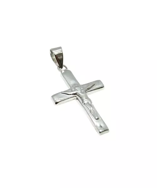 18ct White Gold Cross with Jesus Christ