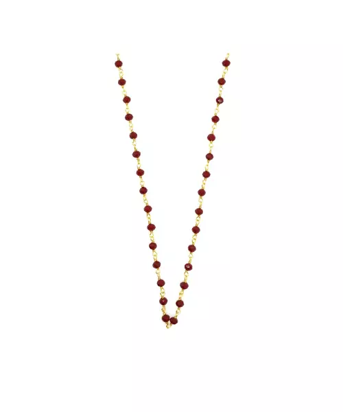 Rosary Red stones Necklace - Silver 925 Gold Plated