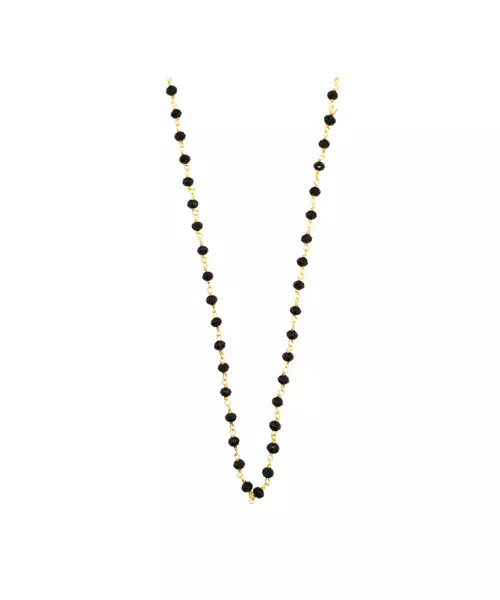 Rosary Black stones Necklace - Silver 925 Gold Plated