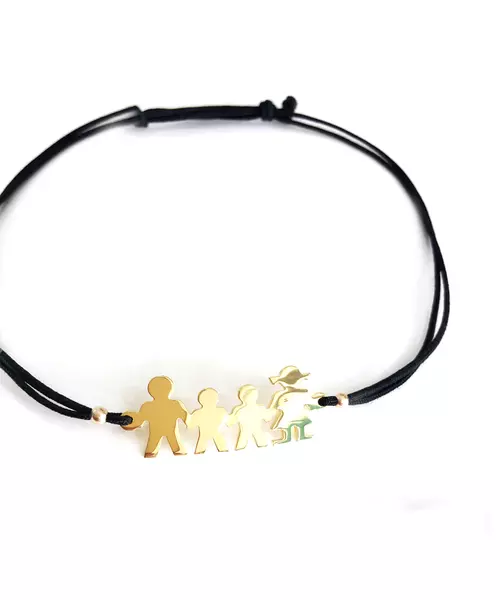 My Family - Silver 925 Bracelet on a String - Rose Gold Plated