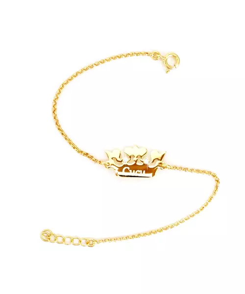 Crown Bracelet - Sterling Silver 925 Yellow Gold Plated