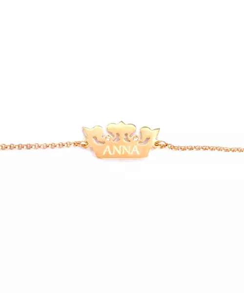 Crown Bracelet - Sterling Silver 925 Yellow Gold Plated