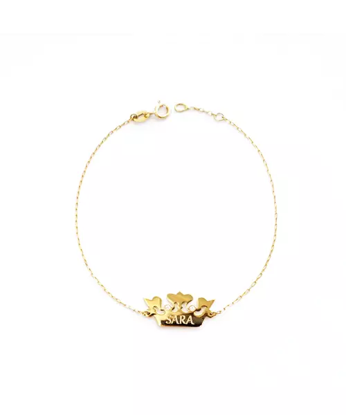 Crown Bracelet - Sterling Silver 925 Yellow Gold Plated