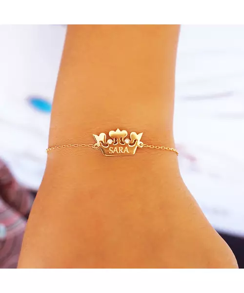 Crown Bracelet - Sterling Silver 925 Yellow Gold Plated