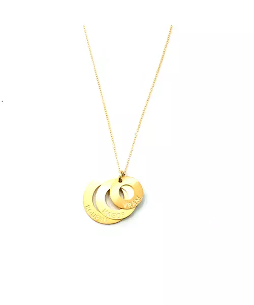 Circles of Love - 3 Names - Sterling Silver 925 Yellow Gold Plated