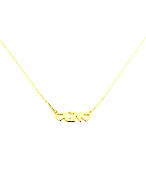 Letters surrounded by hearts - 9ct Gold