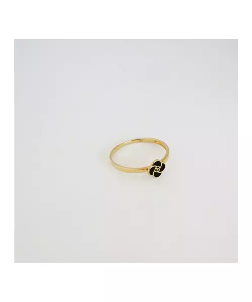 9ct Yellow Gold Ring - Little Black Flower