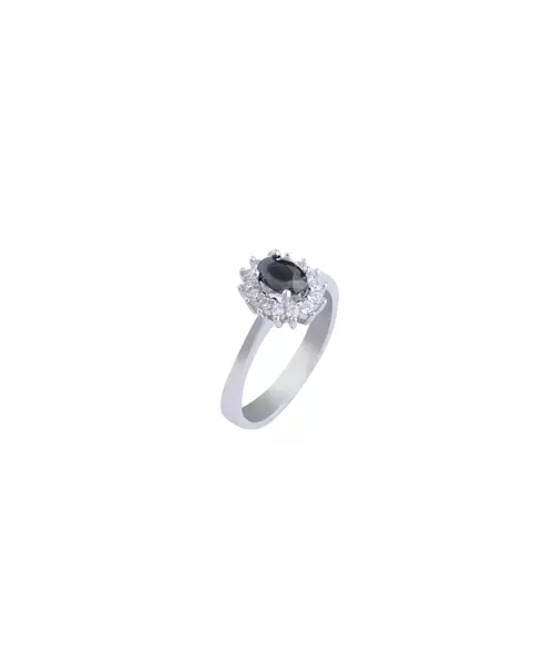 9ct Oval Black Diana - White Gold Ring