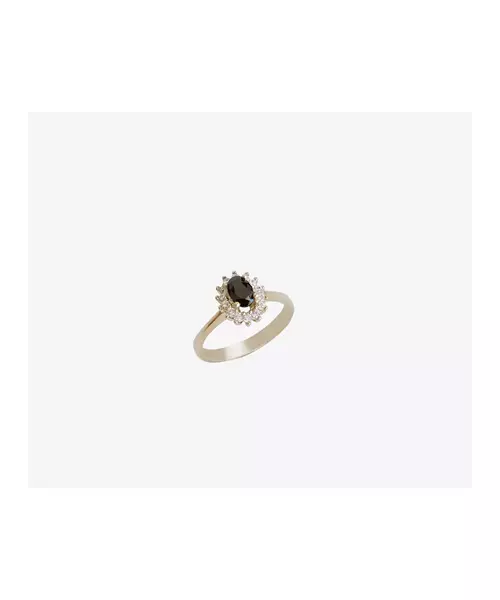 9ct Yellow Gold Oval Black Diana Ring