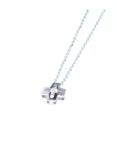 9ct White Gold Square Cross with zircons in the middle