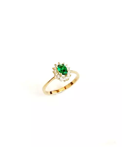 9ct Yellow Gold Ring - Oval Green Diana