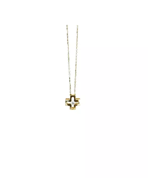 9ct Yellow Gold - Square Cross with zircon