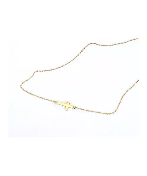 9ct Plain Gold Necklace - Small Cross