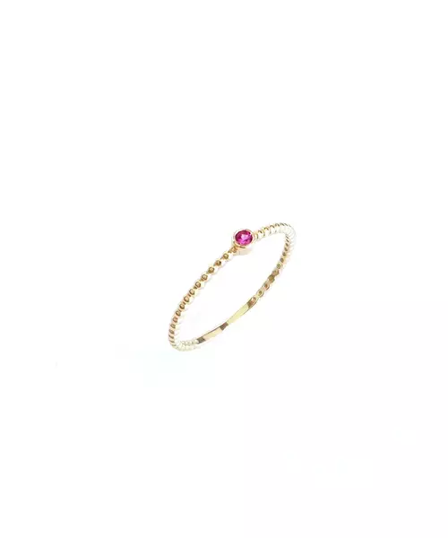 9ct Gold Stackable Ring - One Stone Pink