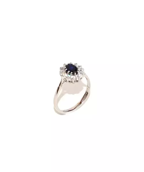 9ct White Gold Oval Blue Diana Ring