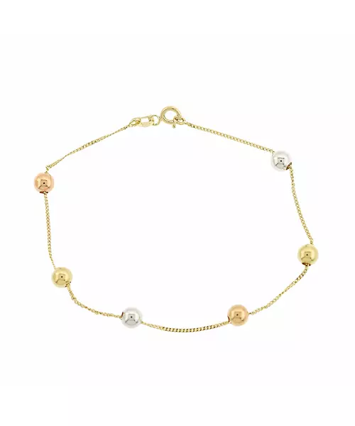 14K GOLD 3 TONE BALL BRACELET