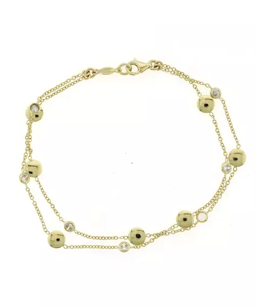 14K GOLD TWIN LINE BALL BRACELET