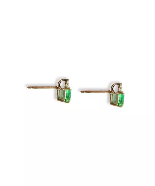 18ct White Gold Earrings with Emerald and diamonds