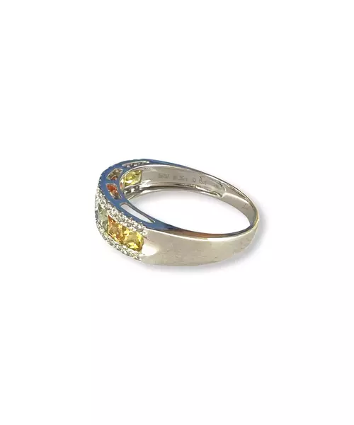 18ct White Gold Ring with Multicolored Sapphires & Diamonds