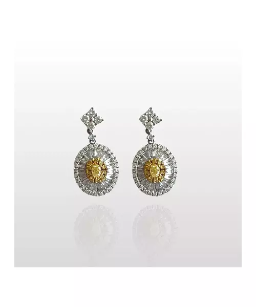 18ct White Gold Earrings with Yellow Fancy Diamonds