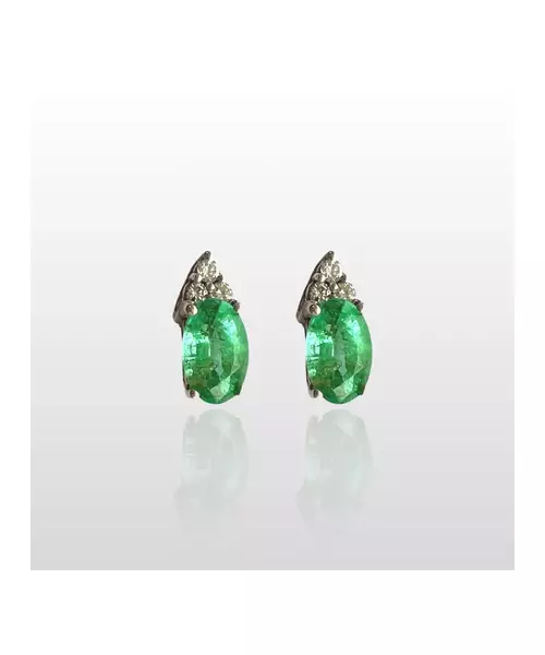 18ct White Gold Earrings with Emerald and diamonds