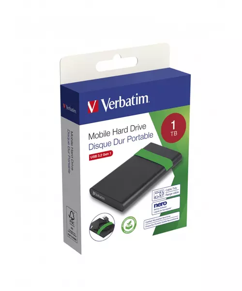 Verbatim HDD Mobile Drive USB 3.2 1TB Certified Refurbished