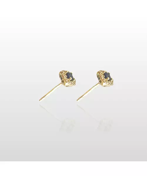 9ct Gold Earrings with blue zircon