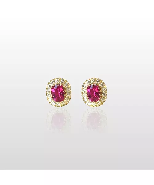 9ct Gold Mini Diana Earrings with pink zircon