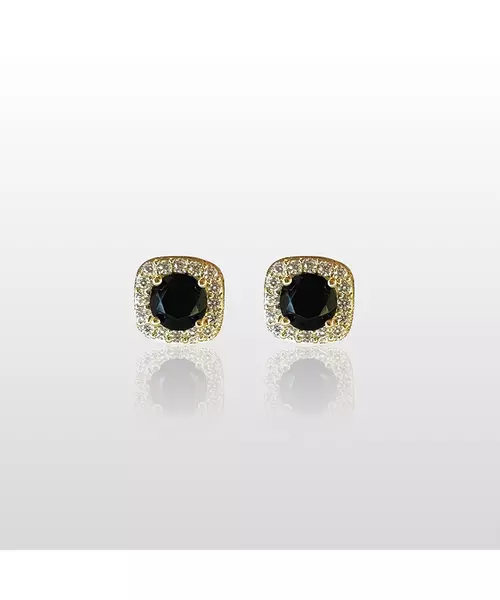 9ct Gold Earrings with black zircon