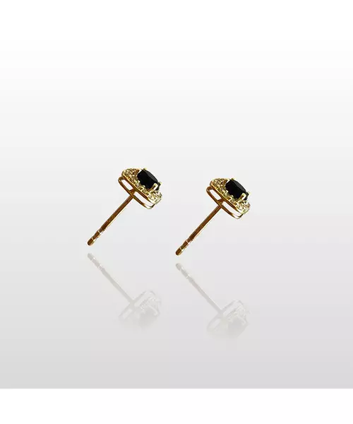 9ct Gold Earrings with black zircon