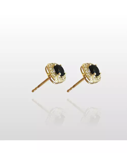 9ct Gold Earrings with black zircon