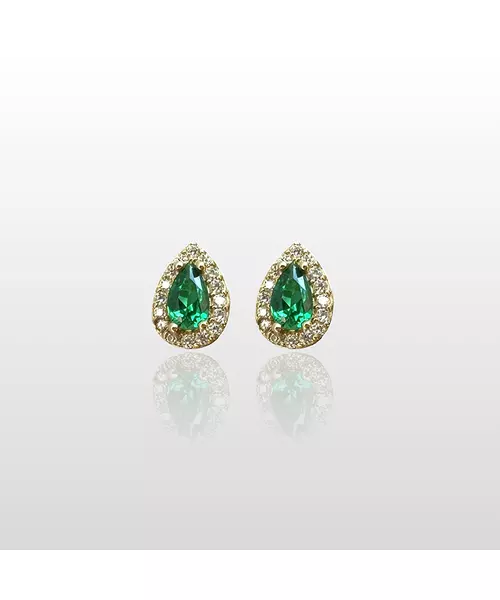 9ct Gold Earrings with green zircon